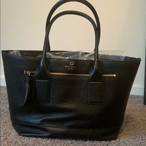 Kate Spade black pebbled leather zip top tote